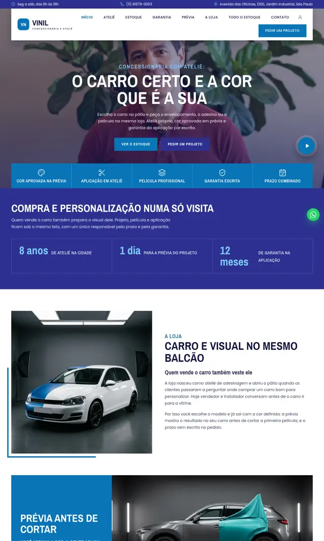 Prévia do modelo Vinil V para Automóveis e Concessionárias