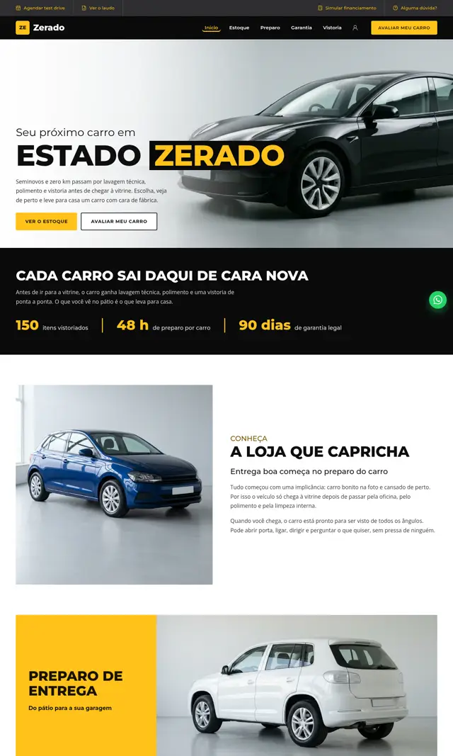 Prévia do modelo Zerado para Automóveis e Concessionárias